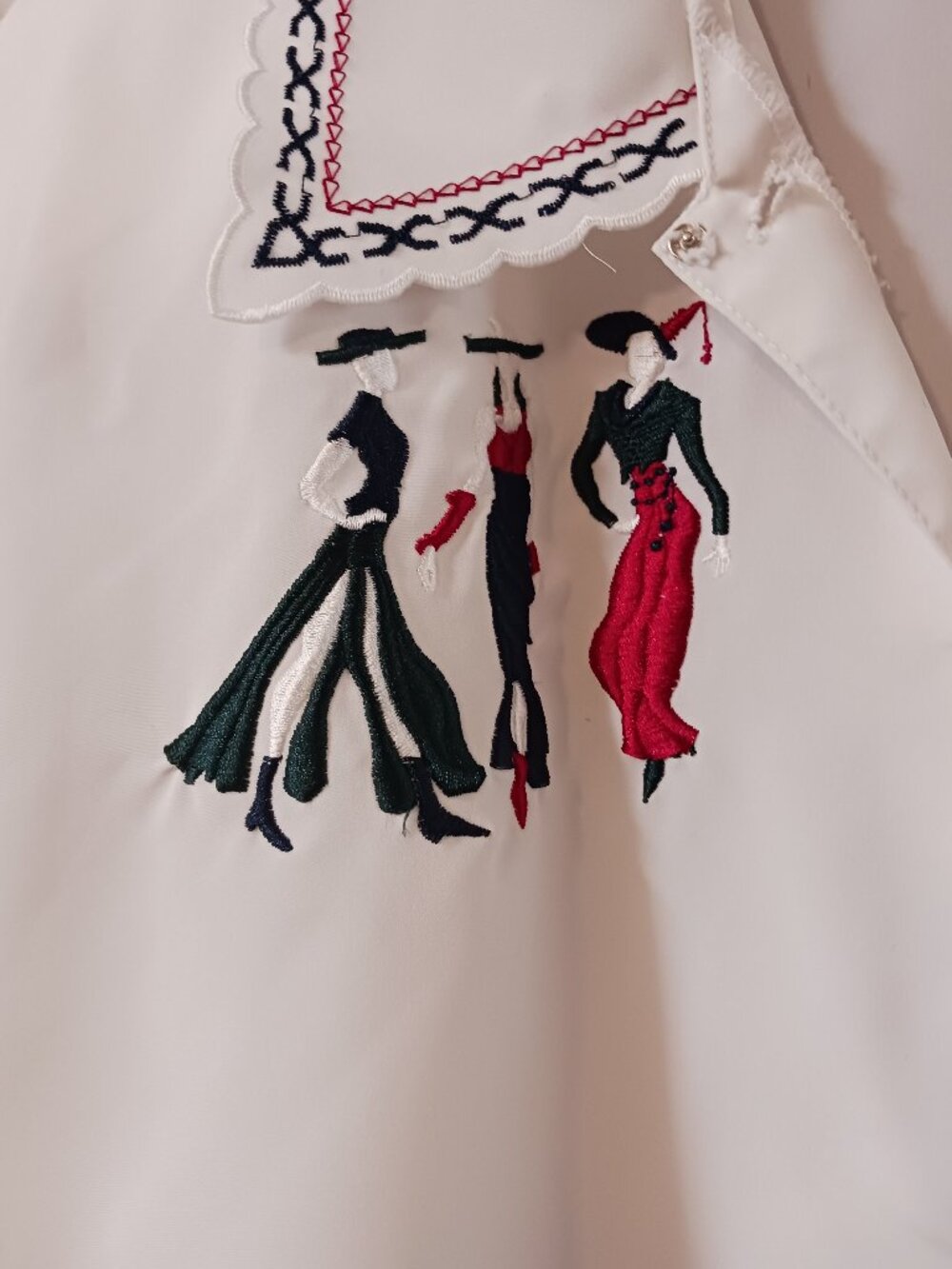 Vintage Jessica Embroidered Size 18 White Long Sleeve Button-Up Polyester Blouse - Picture 6 of 16